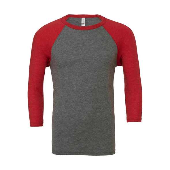 Bella + Canvas Unisex Baseball Tee - 3/4 Raglan Sleeve, White With Red Sleeves - 2XL - View #10
