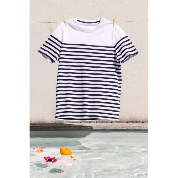 T-shirt homme bio esprit marinière col rond Personnalisé Prix le