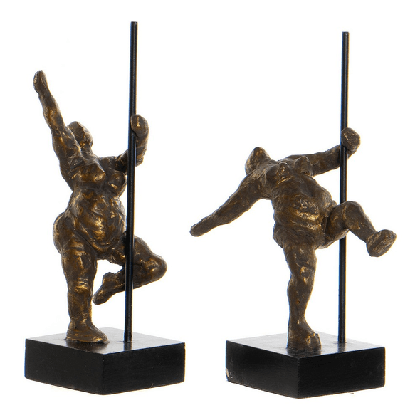 Dkd Home Decor | Figura Decorativa Alumínio Madeira De Mangueira (2 Pcs) (20 X 10 X 31 Cm) (12 X 10 X 29.5 Cm)