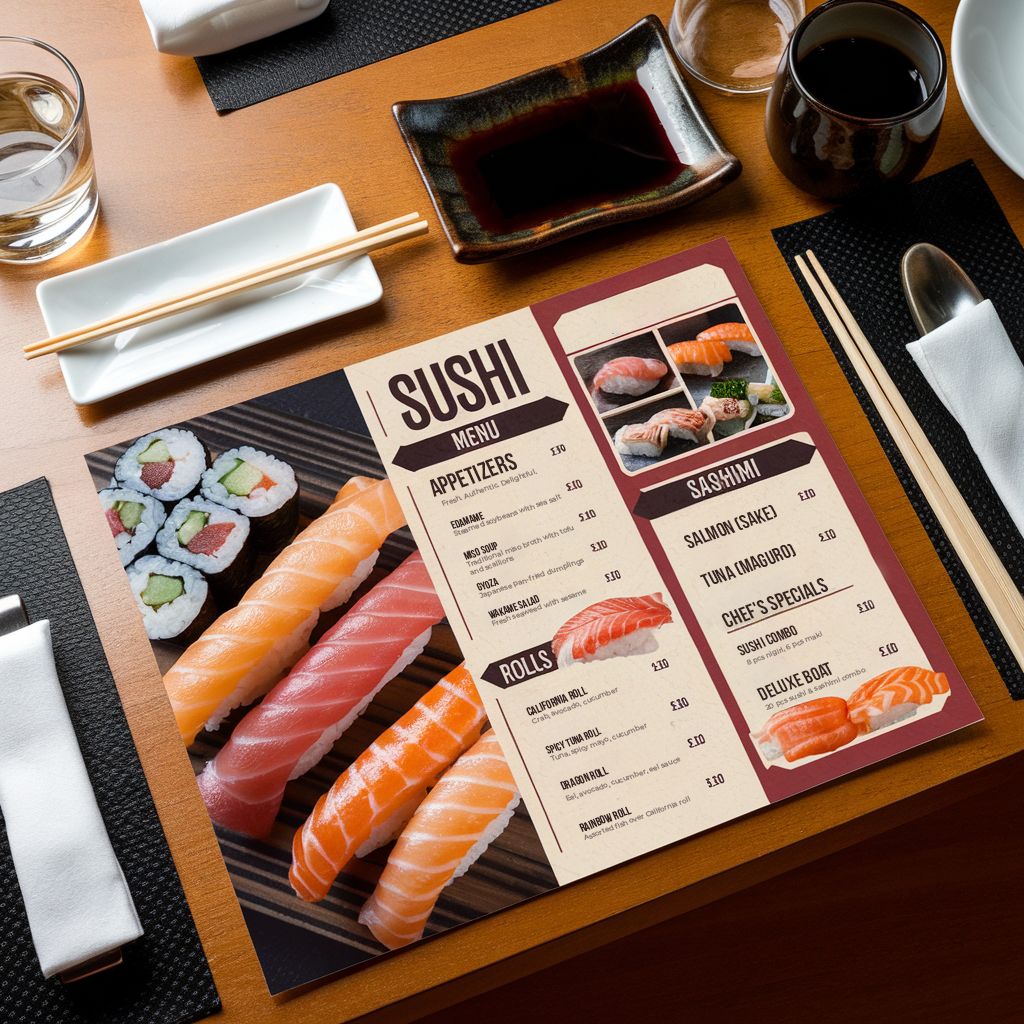 Menus de Individuais de Mesa para Sushi personalizadas: 5000 por 178,00 ...