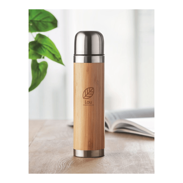 Double wall bamboo cover flask