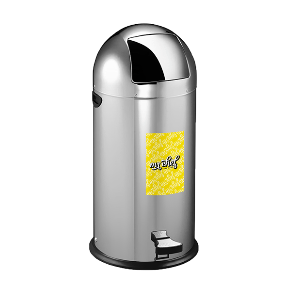 Push-Papierkorb mit Edelstahl-Pedal