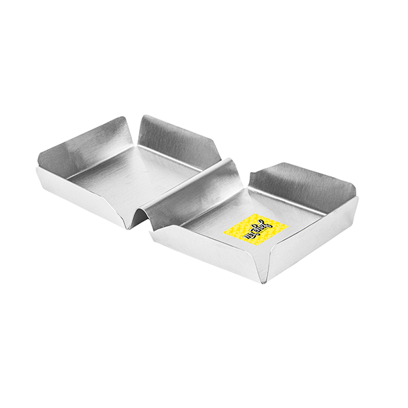 Expositor para 2 hamburguesas de acero inoxidable