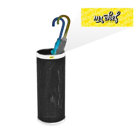 Paraplyholder i sort stål