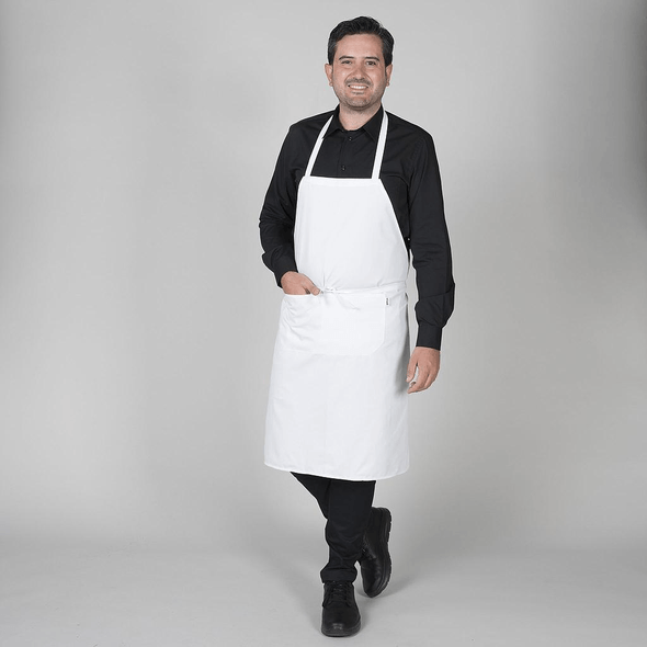 Delantal Con Tirantes. Bolsillo Y Cintas De Algodón