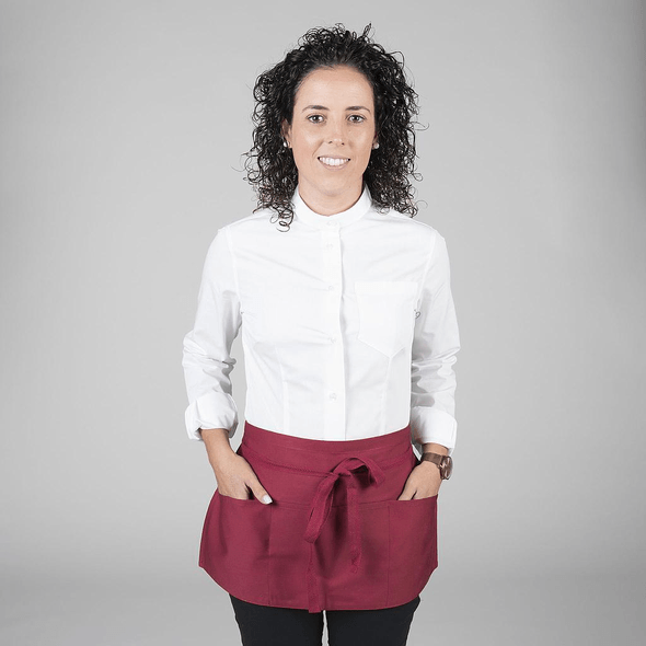 Delantal Corto Sin Tirantes Con Bolsillos Cintas De Algodón