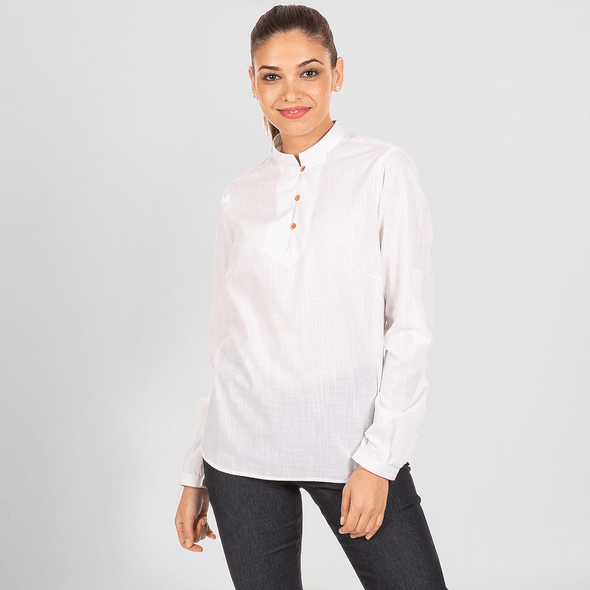 Camisa De Mulher Flora Linho Falso