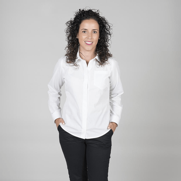 Blusa Mujer Con Boton Oculto M/L Popelin