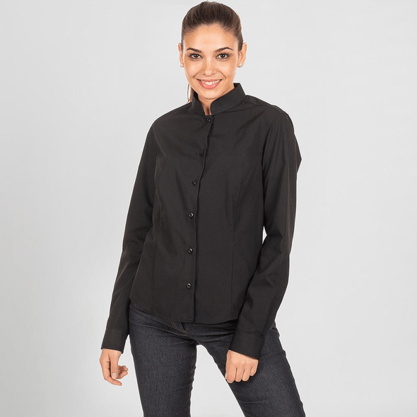 Blusa De Mulher Com Gola Mao Média-Comprida Popelina"Redline"