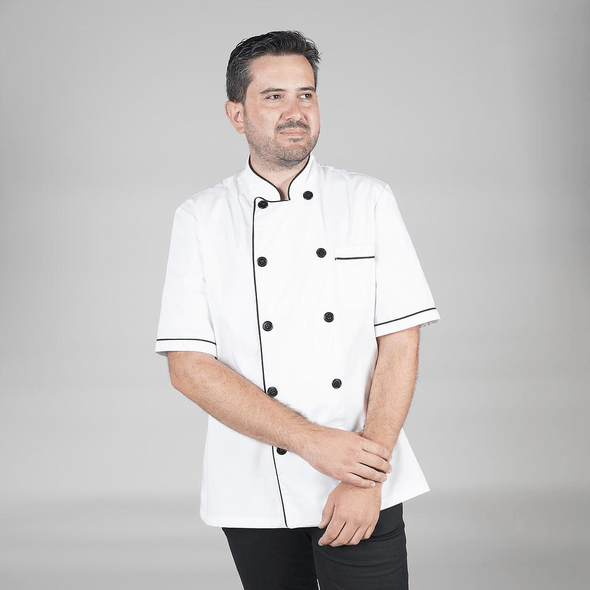 Chaqueta De Cocina Unisex Mediana-Corta Blanca