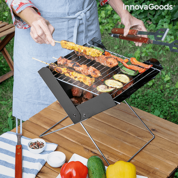 Innovagoods | Mini Barbacoa De Carbón Plegable Portátil Foldecue