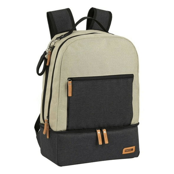 Safta | Bolsa De Deporte Con Zapatero Beige Gris Oscuro