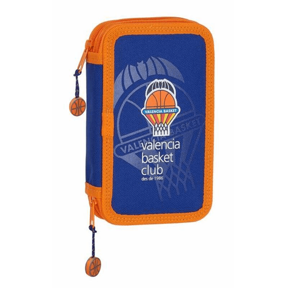 Valencia Basket | Estojo Duplo Azul Laranja (28 Pcs)