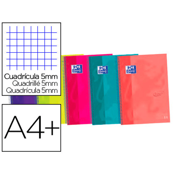 Oxford | Caderno Espiral Ebook 5 Capa Din A4+ 120 F Quadricula 5 Mm Cores Sortidas Touch