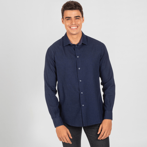 Camisa De Hombre Franco Slim Fit Con Lunares