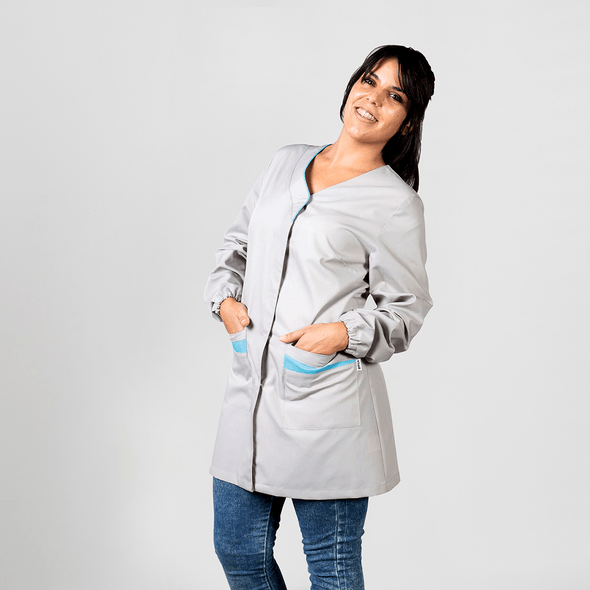 Bata De Mulher Marisa Plana Antibacteriano Combinado Com Cinzento