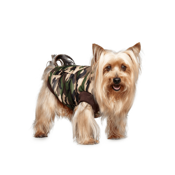 Abrigo Para Perro Acolchado Sin Mangas "Forest Camouflage"