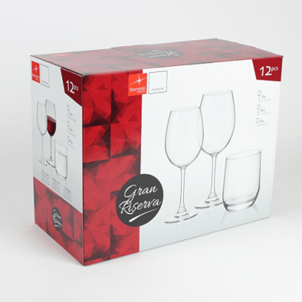 8 wine glasses and 4 water glasses set - BORMIOLI ROCCO - Gran Riserva
