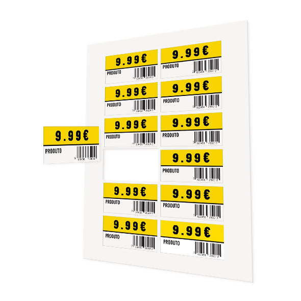 Etiquetas em Folha