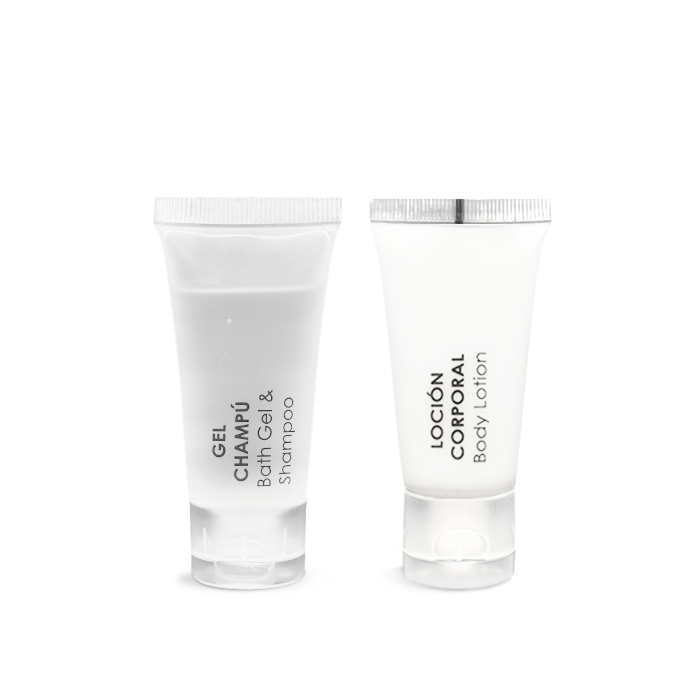 Pak met tubes 2 in 1 douchegel/shampoo en bodylotion  20ml - CELOFA