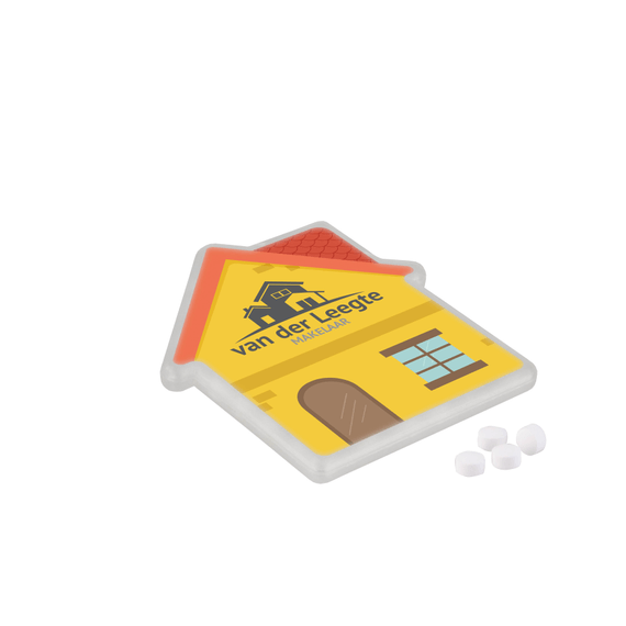 Flad æske med mønter - husformat