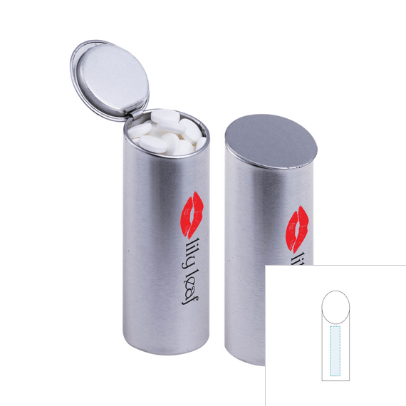 Tall Round Metal Box with Mints