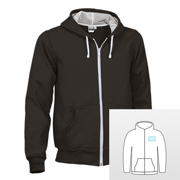 Sweater met rits en kap bedrukken Laagste prijs gegarandeerd|BIZAY